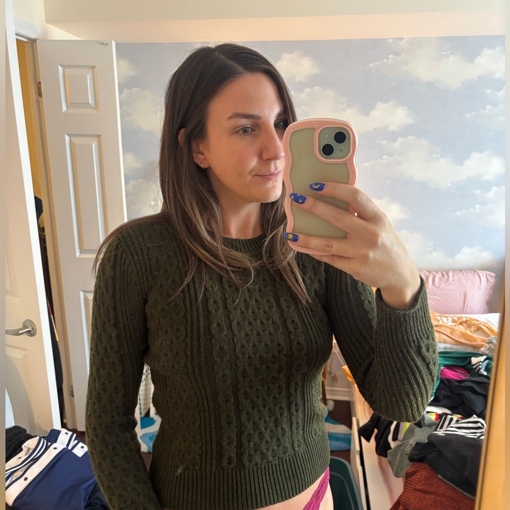 American apparel - dark green cable knit